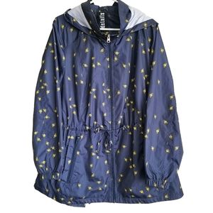 INTL Blue & Yellow Bee Print Hooded Rain Coat